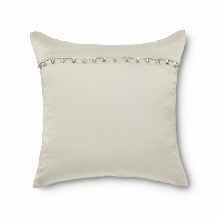 Charmeuse Pillow with Crystal Buttons in ivory - PWCH1616CB-IVO