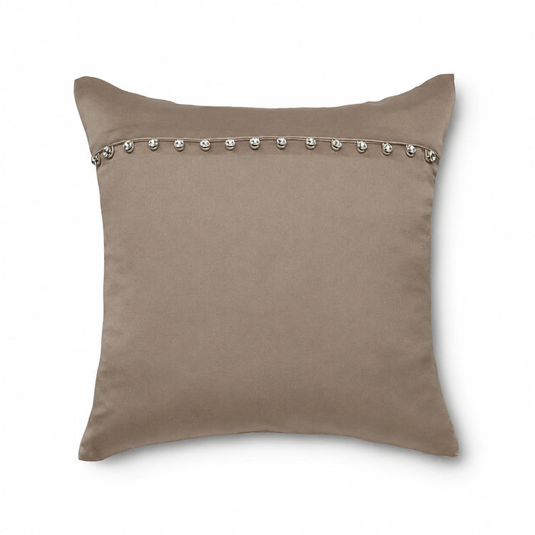 Charmeuse Pillow with Crystal Buttons in Metal - PWCH1616CB-MET