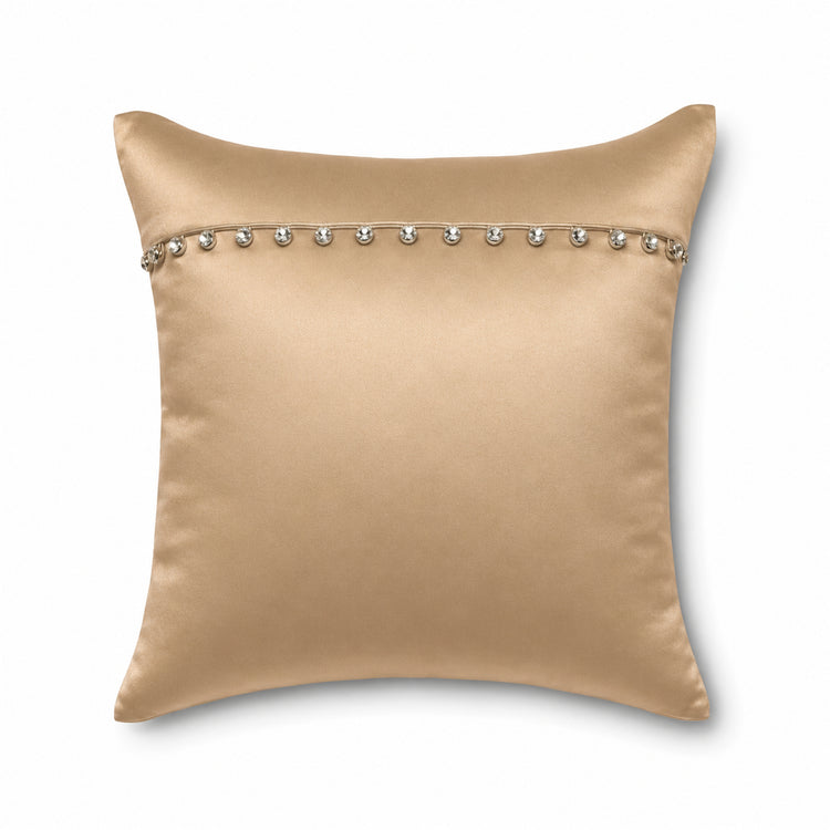 Charmeuse Pillow with Crystal Buttons in Sand - PWCH1616CB-SAN