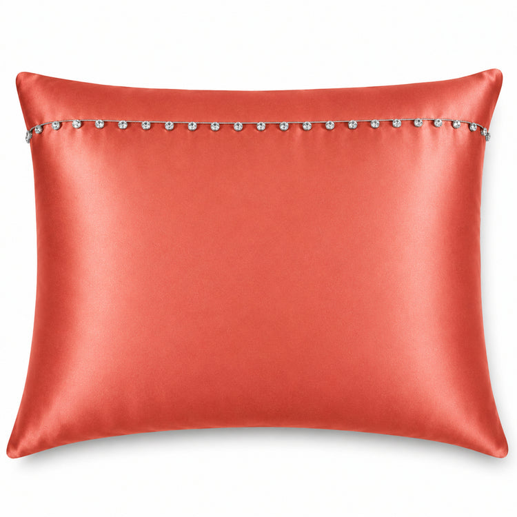 Charmeuse Sham with Tiny Crystals in Poppy - SHCHSCB-POP