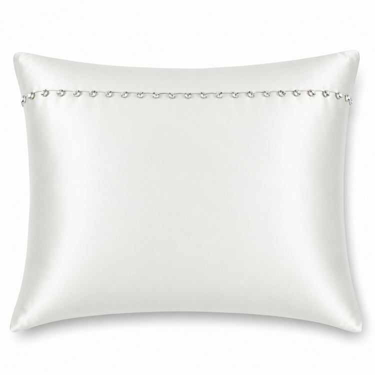Charmeuse Sham with Tiny Crystals in White - SHCHSCB-WHI