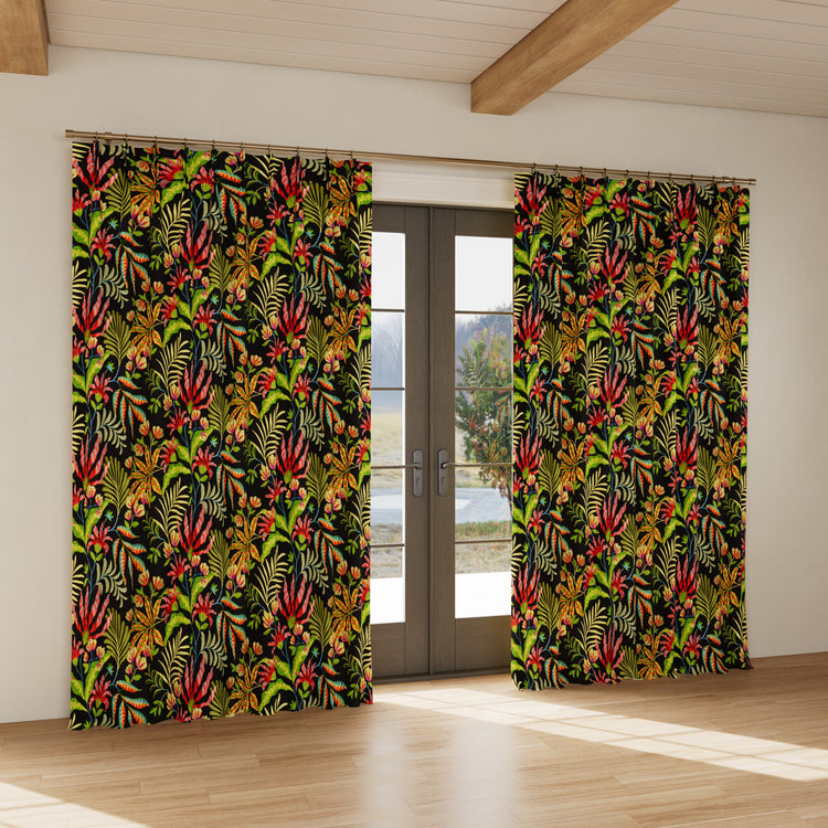Custom curtain in Cloud Forest in Black