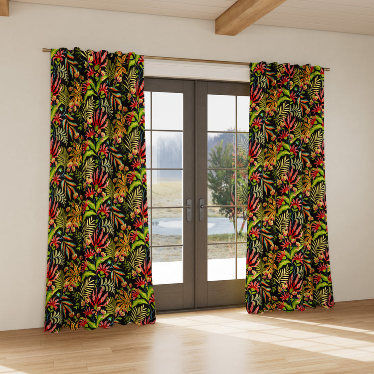 Custom curtain in Cloud Forest in Black