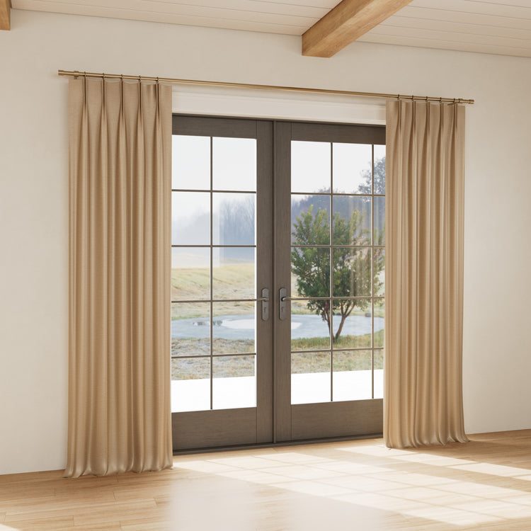 Custom curtain in Stria Bronze