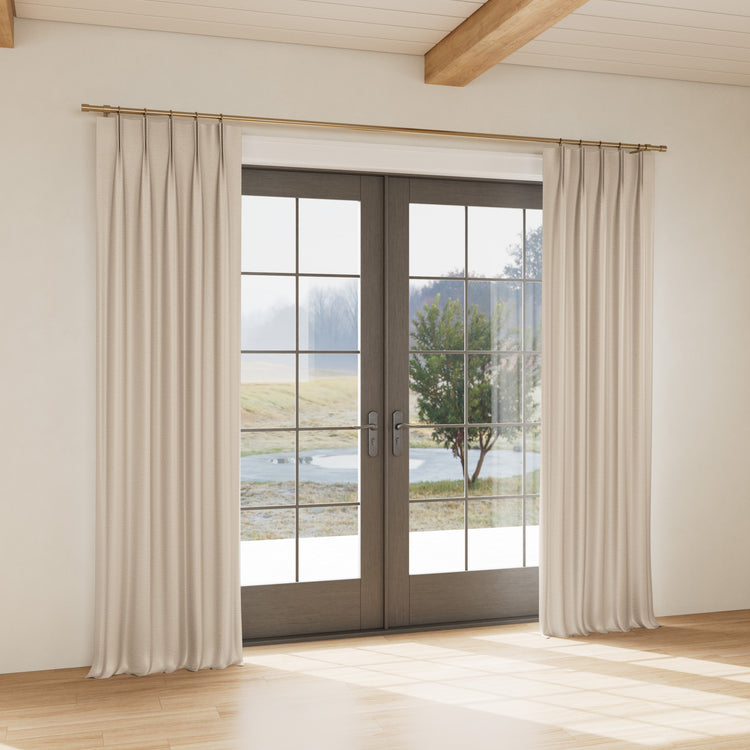 Custom curtain in Stria Pumice