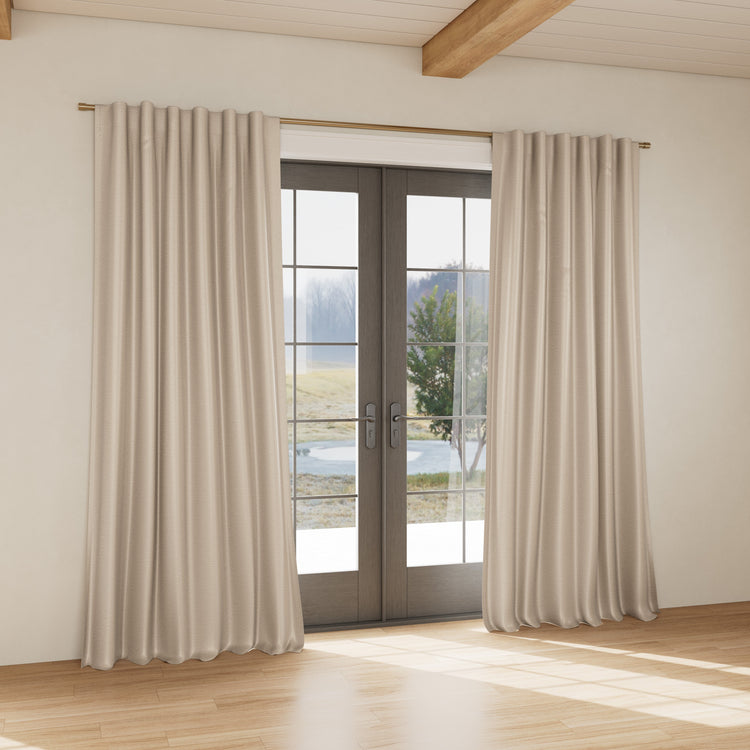 Custom curtain in Stria Pumice
