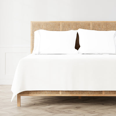 Hem Stripe Sheet Set in White/Grey - YSETSSCSCK-WHI-GRY YSETSSCSK-WHI-GRY YSETSSCSQ-WHI-GRY