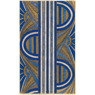 Panel with a Pattern of Sunrises and a Central Blue and White Striped Band