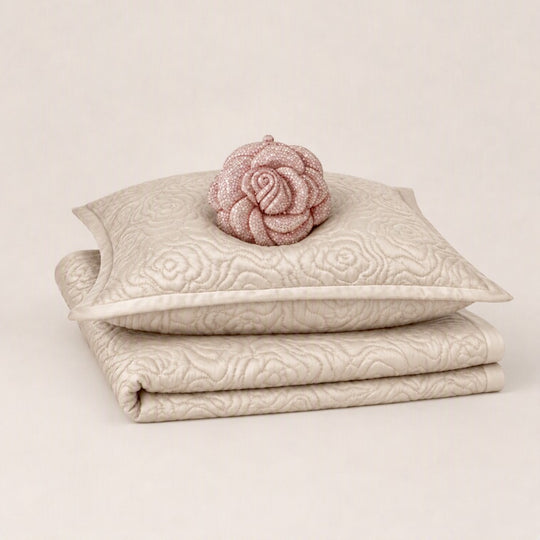 Roses Coverlet Set - Bone