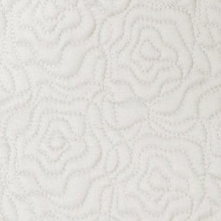 Swatch of the Roses Coverlet Set in Bone from the Judith Leiber Couture by Ann Gish collection, showing the rose quilted pattern and texture. - YSETCORQK‑BON YSETCORQQ‑BON
